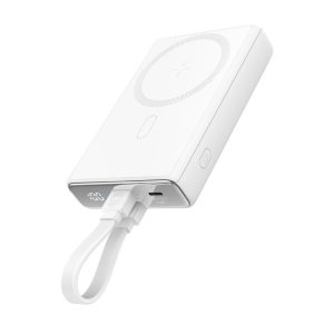 Joyroom JR-PBM01 20W Magnetic Wireless Power Bank with Built-in Cable & Kickstand 10000mAh - White
